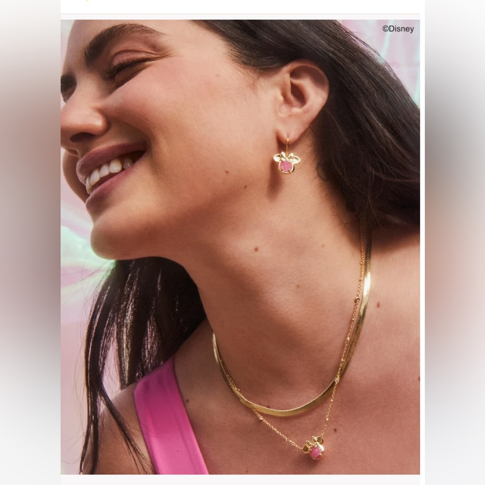 Kendra Scott x Disney Gold and Pink Minnie Earrings- Never Worn